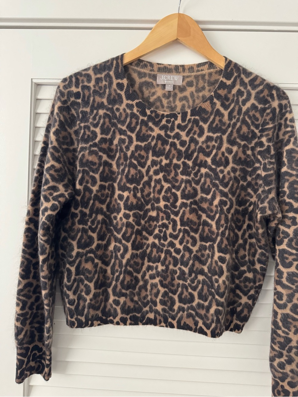 J. Crew Leopard Print Crewneck Sweater in Brown and Black